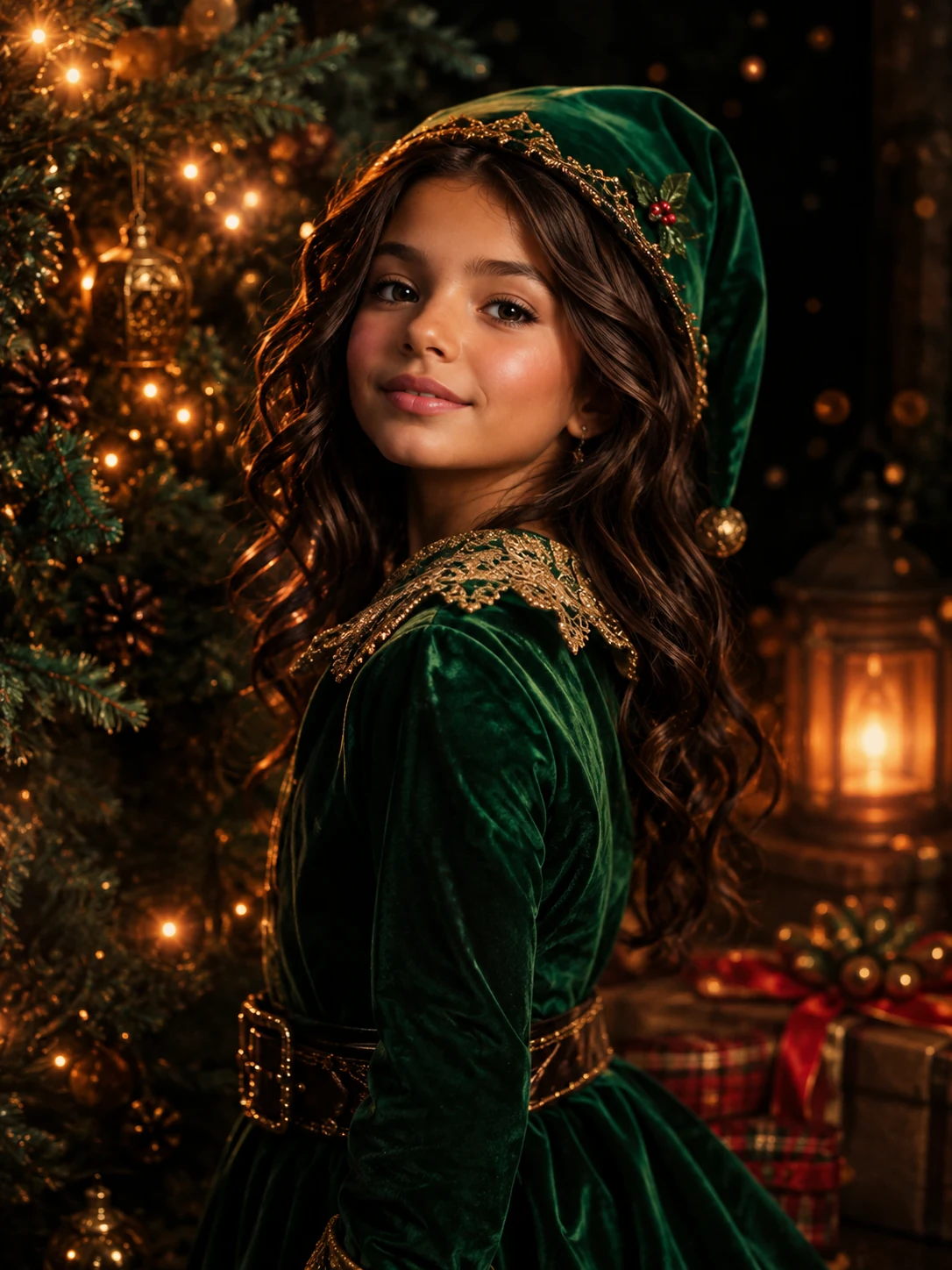 AI festive portrait example with a magical Christmas character theme.