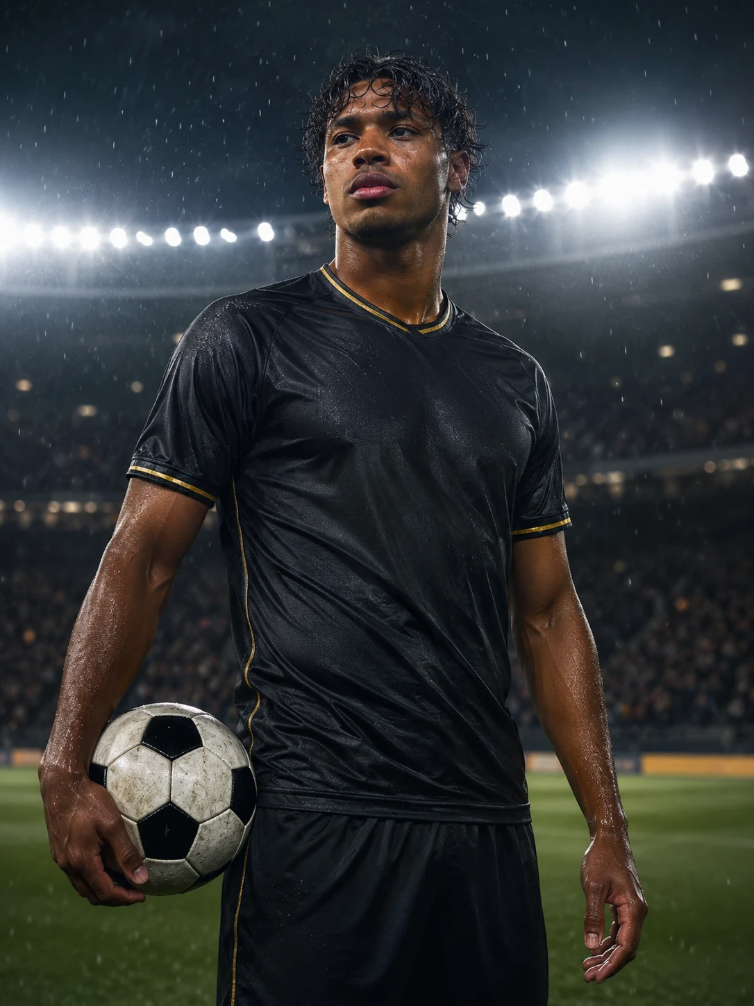 Football star AI portrait example created for Northkind AI Photo Booth.