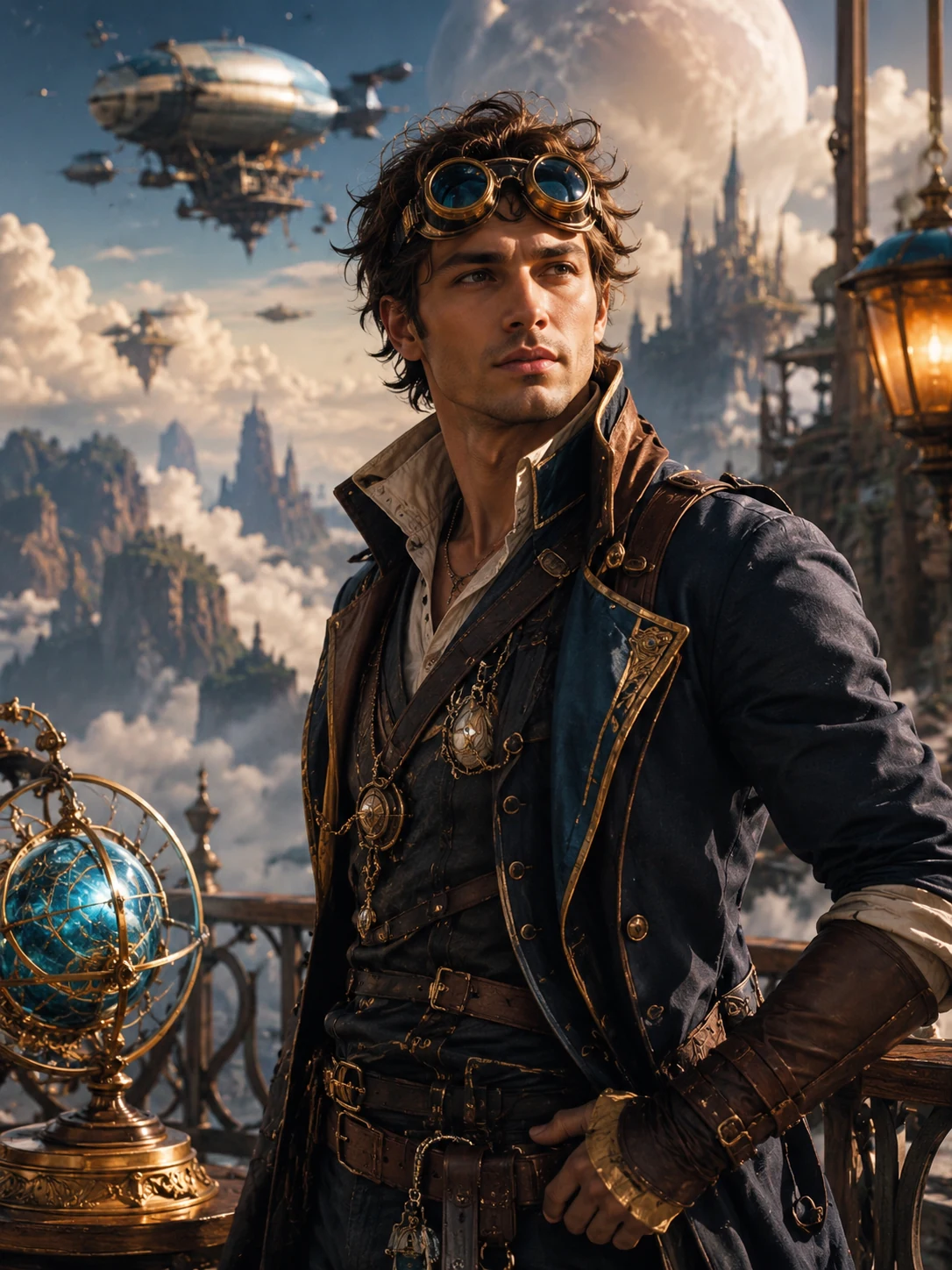 Steampunk sky-adventurer AI example created for Northkind AI Photo Booth.