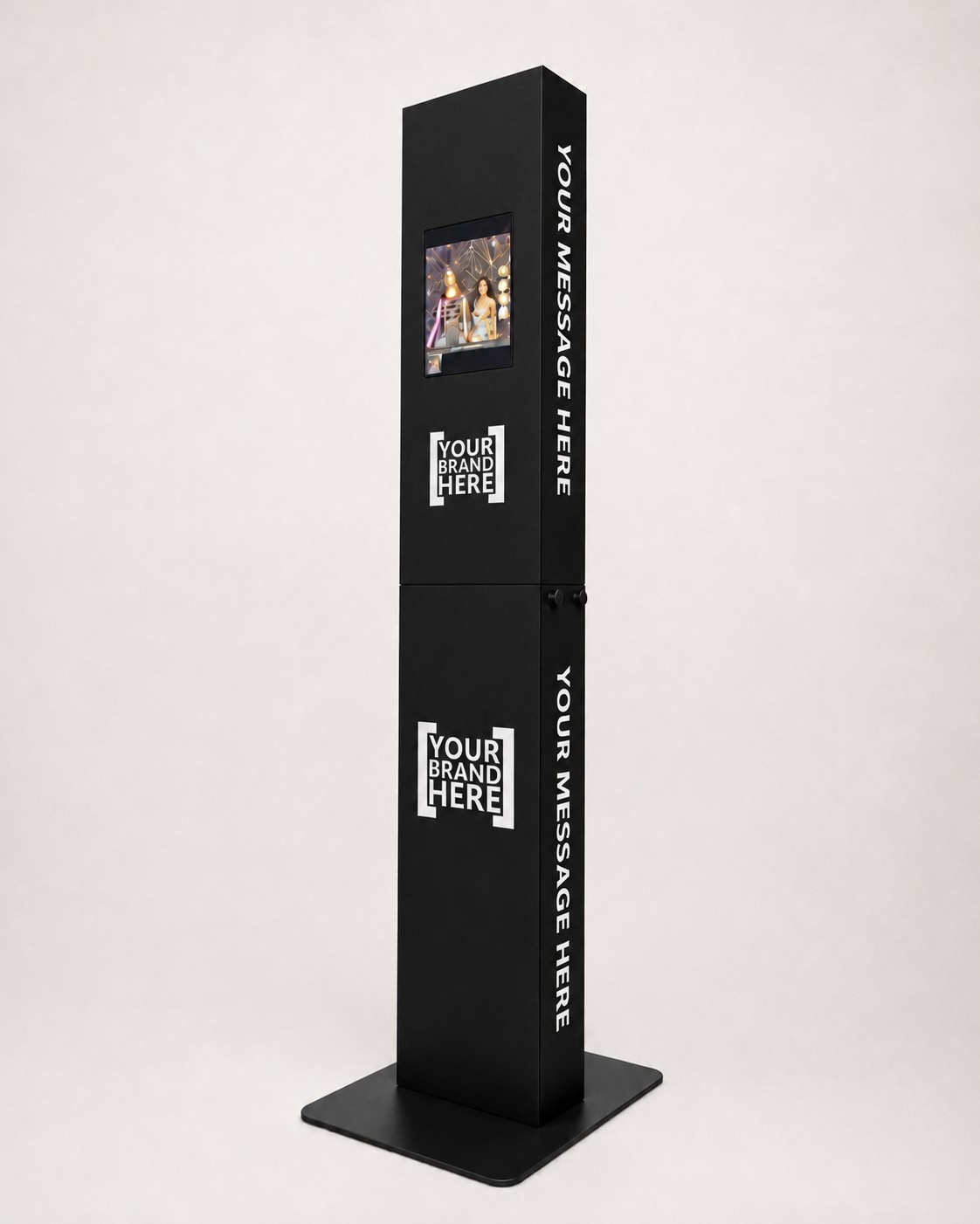 Black Brand Pod shown with front and side branding zones